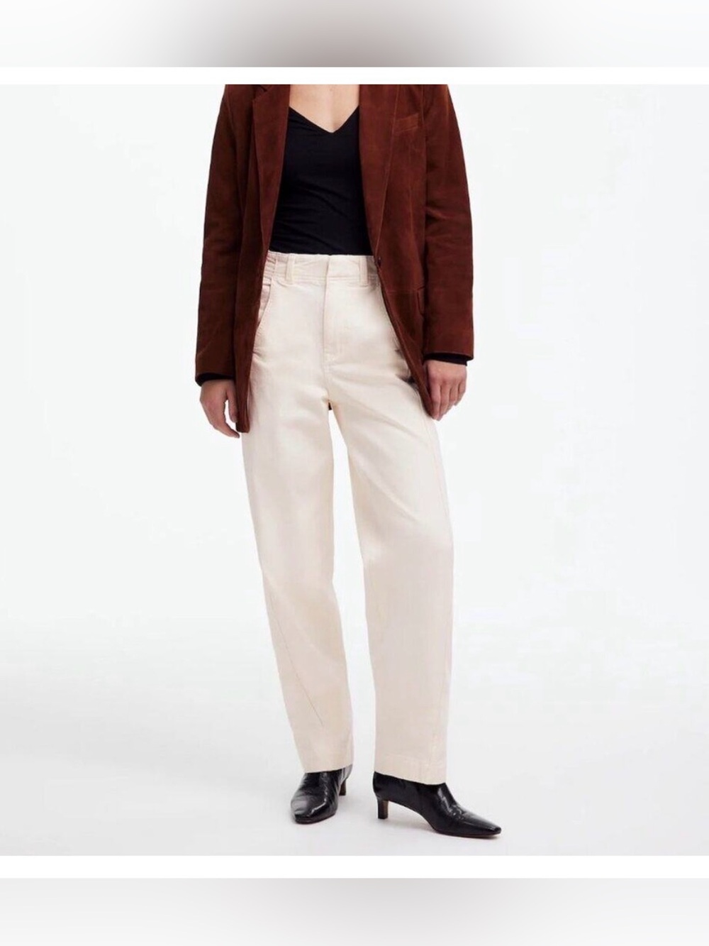 Madewell Jeans Womens Tapered Denim Trousers Vintage Ivory High Rise NWT - Picture 2 of 5